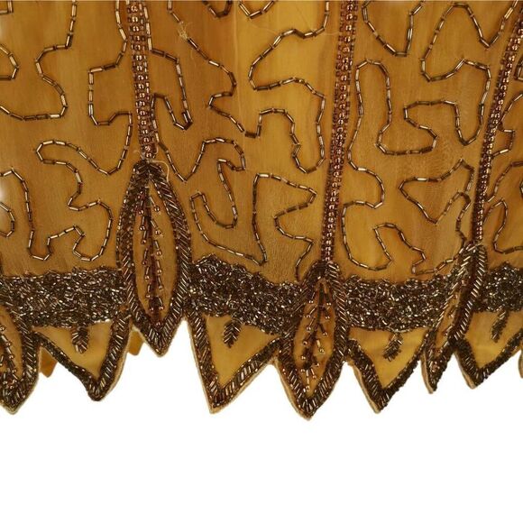 Vintage Mustard Yellow Silk Beaded Top with Gold Beading & Embroidery | Tag Size - Picture 4 of 5
